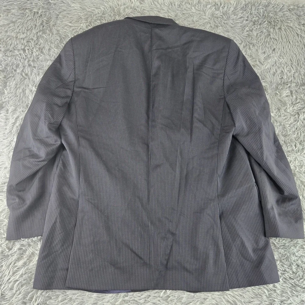 Calvin Klein Mens 44R Black‎ Pinstripe 100% Wool 3-Button Blazer L515256B